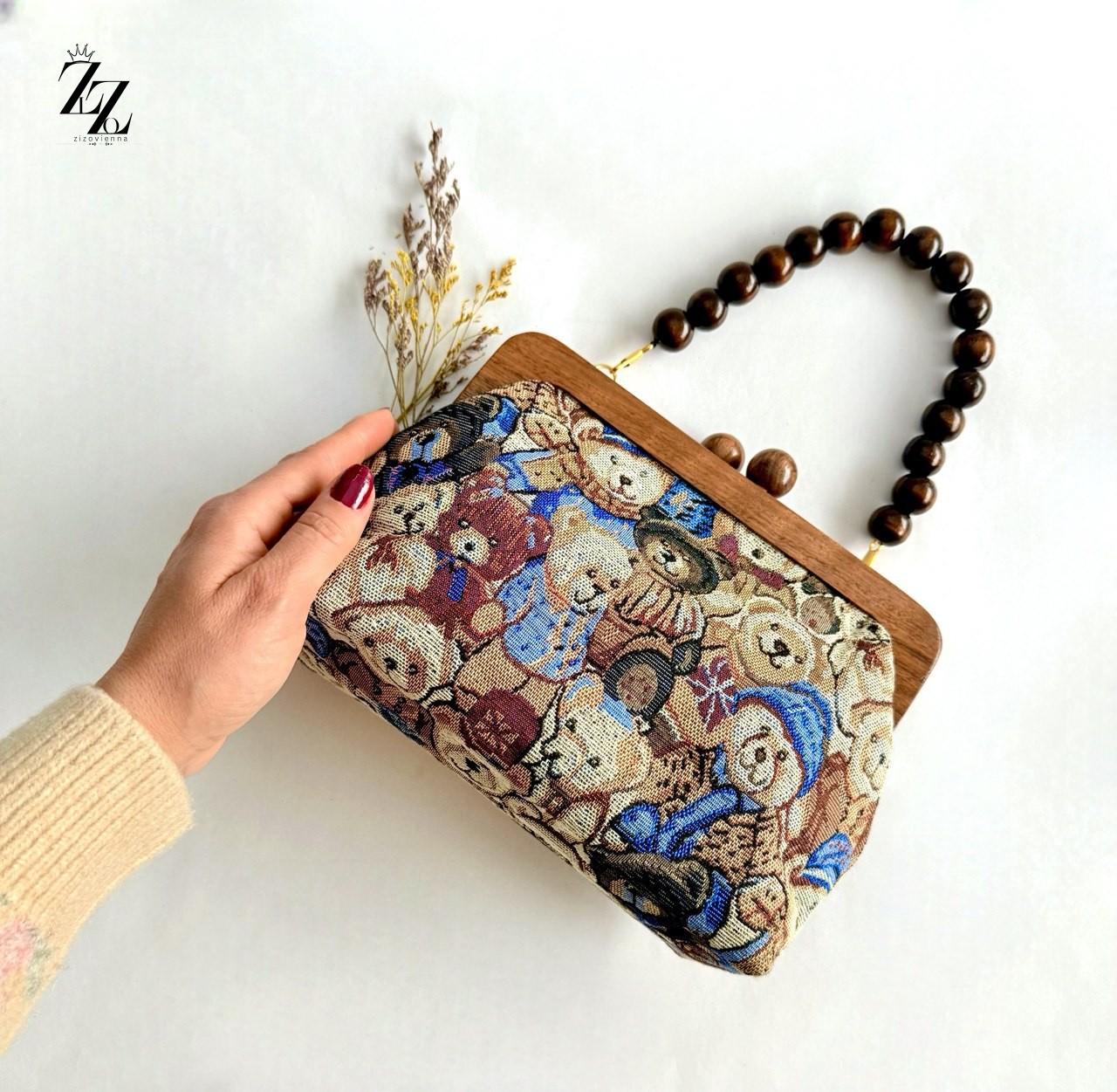 Holzrhmen-Tasche Teddy