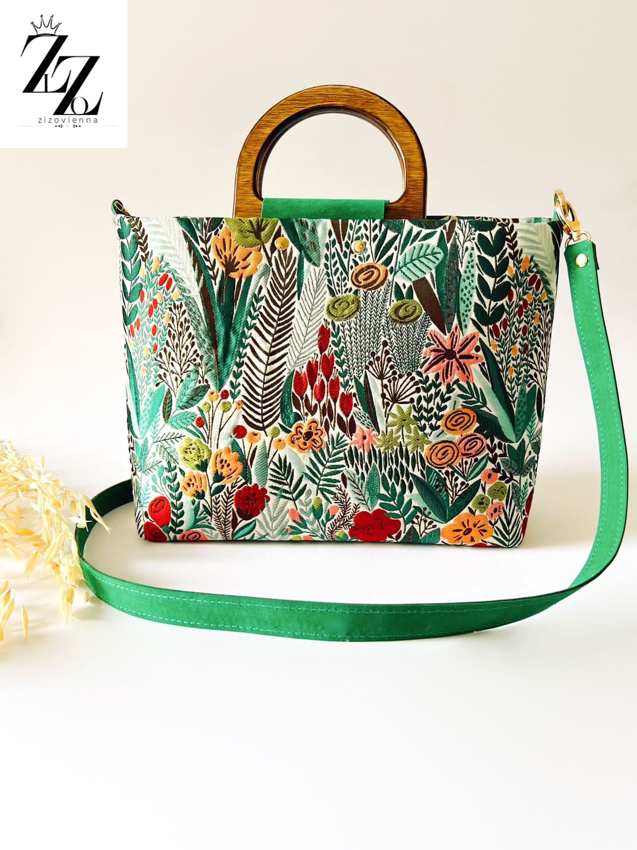 Holzgriff-grün Tasche