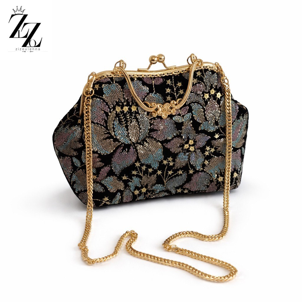 Abendtasche mit Metallgriff   Damentasche Evening Bag  ZIZOVIENNA